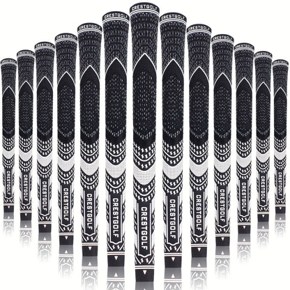 Midsize Golf Grips Set 13 Pack – All Weather Hybrid Rubber Golf Club Grips with Ecological Yarn Thread Technology, Multiple Colors, Fits Full Set of Clubs (Black, White, Red, Orange, Yellow, Blue, Gray)