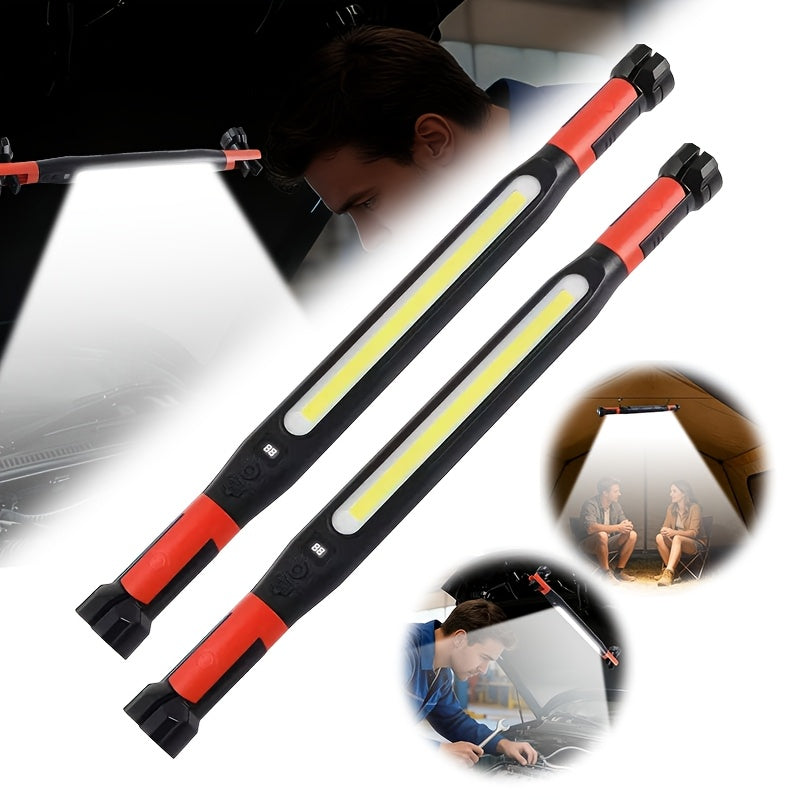 2 Sets Of Work Light Rechargeable Under-hood LED Work Light Magnetic Camping Lights 4 Modes LED Emergency Work Light with Red Warning. Suitable for Vehicle Maintenance, Inspection, Emergency Workshop