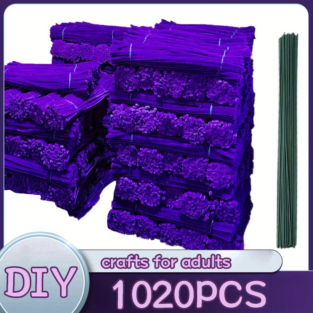 Pipe Cleaners 1020pcs Chenille Stems 20 Colors – Upgraded Thick Fuzzy Sticks with Patterned Rods for Kids Adults Teachers, DIY Arts & Crafts Supplies Bulk Set Birthday Christmas Gift