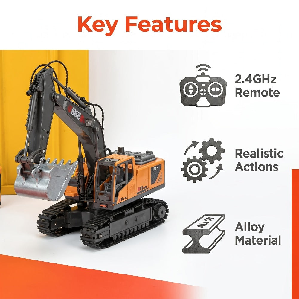 RC Engineering Vehicle Set 11-Channel 2.4GHz – 2-in-1 & 4-in-1 Remote Control Excavator Dump Truck Bulldozer, Alloy Construction Toy Fleet for Kids Boys, Best Birthday Christmas Gift Ages 6+
