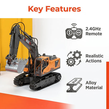 RC Engineering Vehicle Set 11-Channel 2.4GHz – 2-in-1 & 4-in-1 Remote Control Excavator Dump Truck Bulldozer, Alloy Construction Toy Fleet for Kids Boys, Best Birthday Christmas Gift Ages 6+