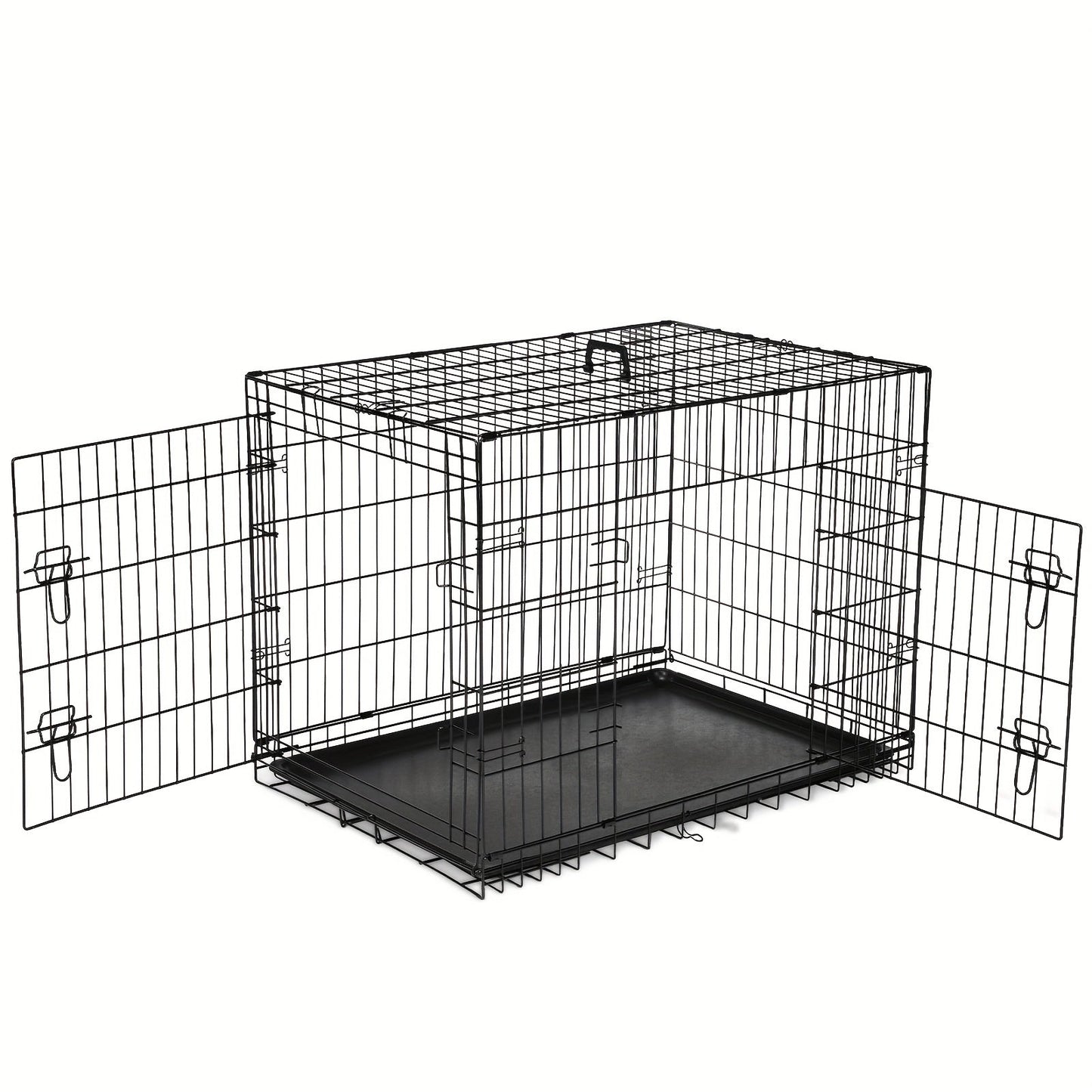 Dog Crate with Divider Panel & Double Door - Folding Metal Wire Dog Cage with Leak-Proof Tray, Indoor Outdoor Travel Pet Kennel for Small Medium Large Dogs, 5 Sizes