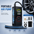 Portable Wireless Tire Inflator, 150PSI High-Pressure Air Compressor, 3x Faster Inflation, Digital Tire Pressure Display, 2000mAh X 2 High-Capacity Batteries, Auto-Stop When Full, Built-in LED Light, Multi-Function Inflation Nozzle