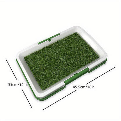 Artificial Grass Dog Potty Training Mat with Tray – Non-Slip Splash-Proof Indoor Puppy Toilet, Odor-Free 3-Layer Design, 18x12 Inch for Home & Travel