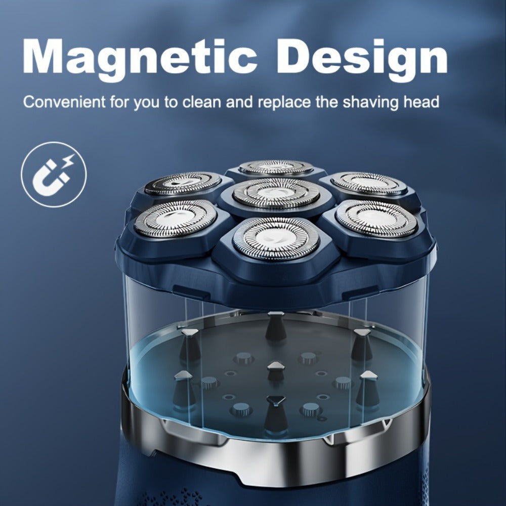 Electric Shaver for Men 7D Bald Head Shaver - IPX6 Waterproof Wet Dry Electric Razor, Cordless USB Charging, LED Display, Magnetic Blade, Beard Trimmer for Head Face Body All Skin Types