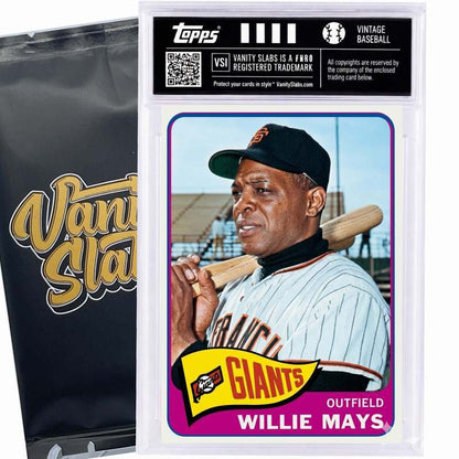 Vintage Baseball Card Mystery Slab 1965 Topps – 1 Random Authentic Card Encased in Vanity Slab | 598-Card Set Chase | Mickey Mantle, Willie Mays & Hall of Famers Possible | Collector Gift