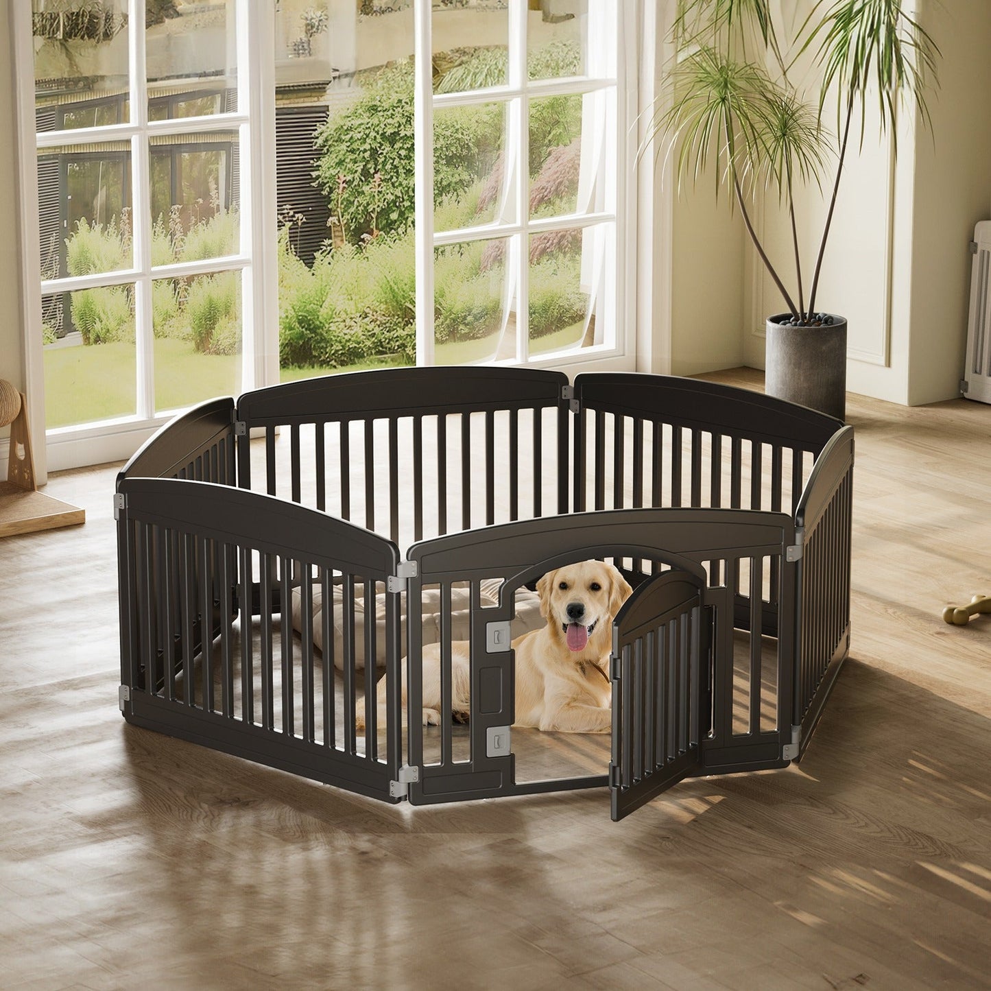 Foldable Dog Playpen & Indoor Outdoor Pet Fence – Portable, Easy to Clean, 4-Panel & 6-Panel, White & Black