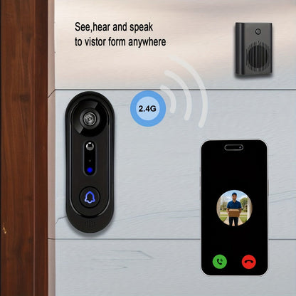 Video Doorbell Camera 1080P HD Wireless with Night Vision, Motion Detection, Two-Way Audio, Indoor Chime & Cloud Storage – 5200mAh Battery, 166° Wide Angle, 2.4GHz WiFi Smart Door Camera