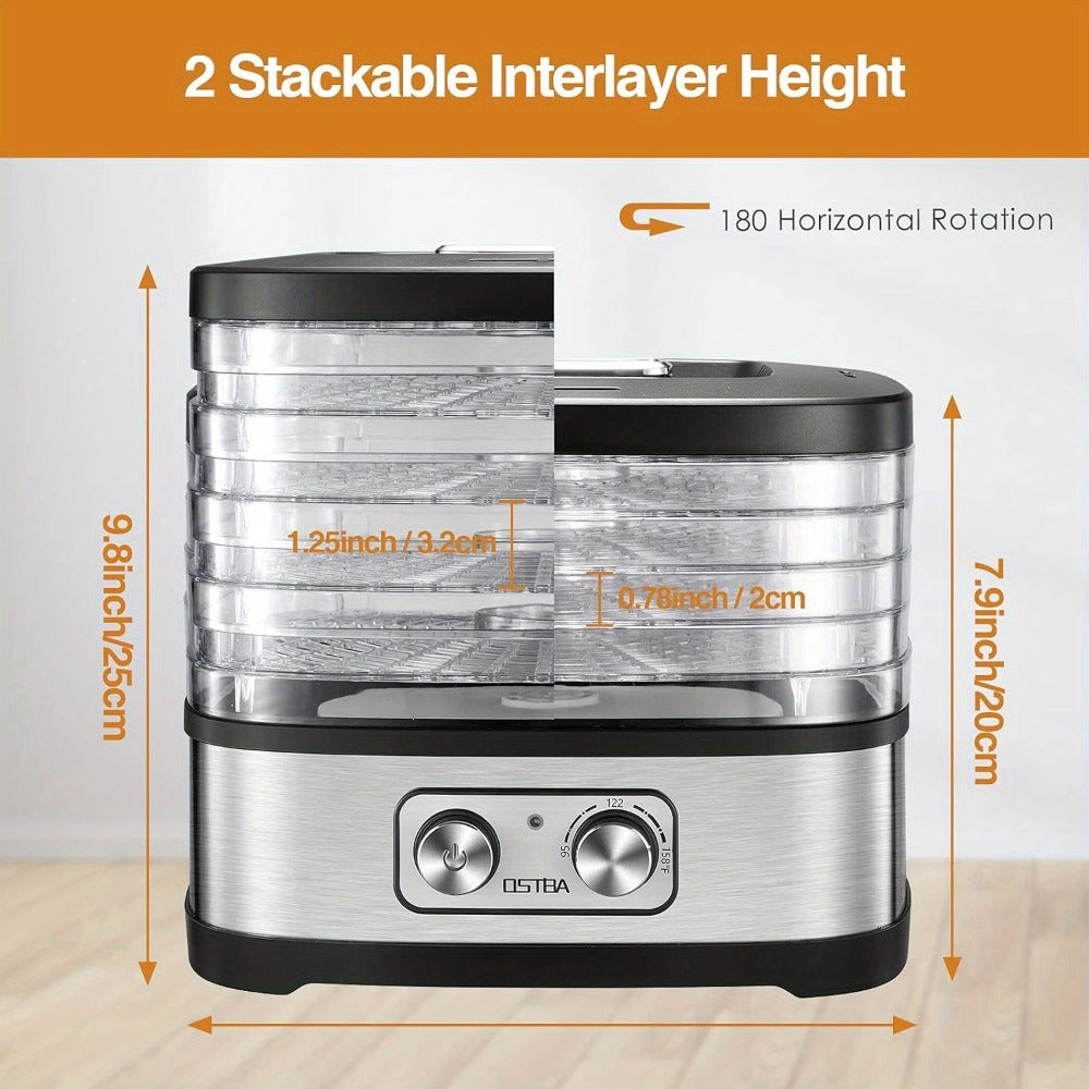Food Dehydrator 240W with Temperature Control | BPA-Free Dishwasher-Safe Trays, Electric Food Dryer for Jerky, Fruits, Herbs & Vegetables, Recipe Book Included – 5-Tray & 8-Tray Options