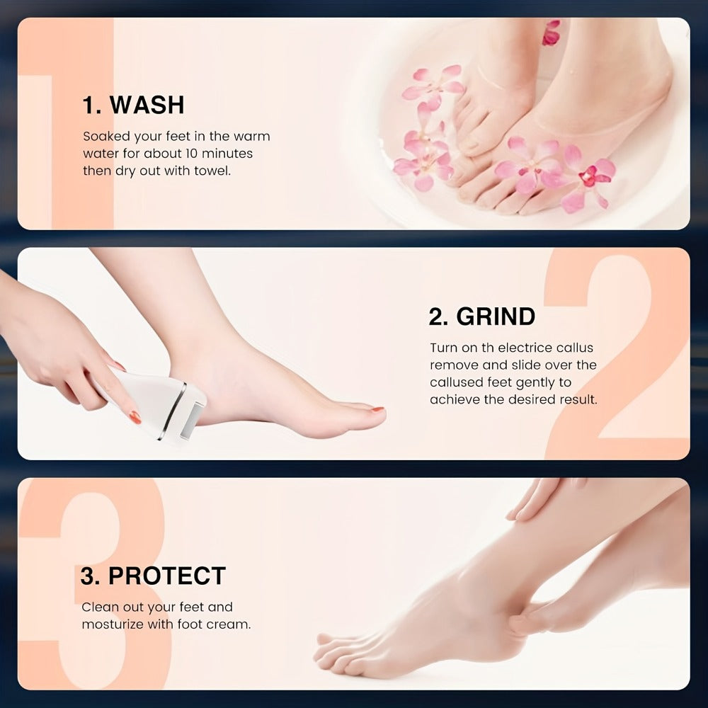 Electric Foot File 14-in-1 Rechargeable Pedicure Kit 3 Roller Heads Dead Skin Callus Remover Portable Foot Scrubber Professional Foot Care Tool for Women Men Black White Silver