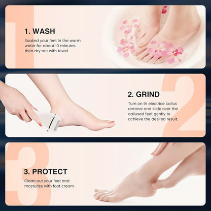 Electric Foot File 14-in-1 Rechargeable Pedicure Kit 3 Roller Heads Dead Skin Callus Remover Portable Foot Scrubber Professional Foot Care Tool for Women Men Black White Silver