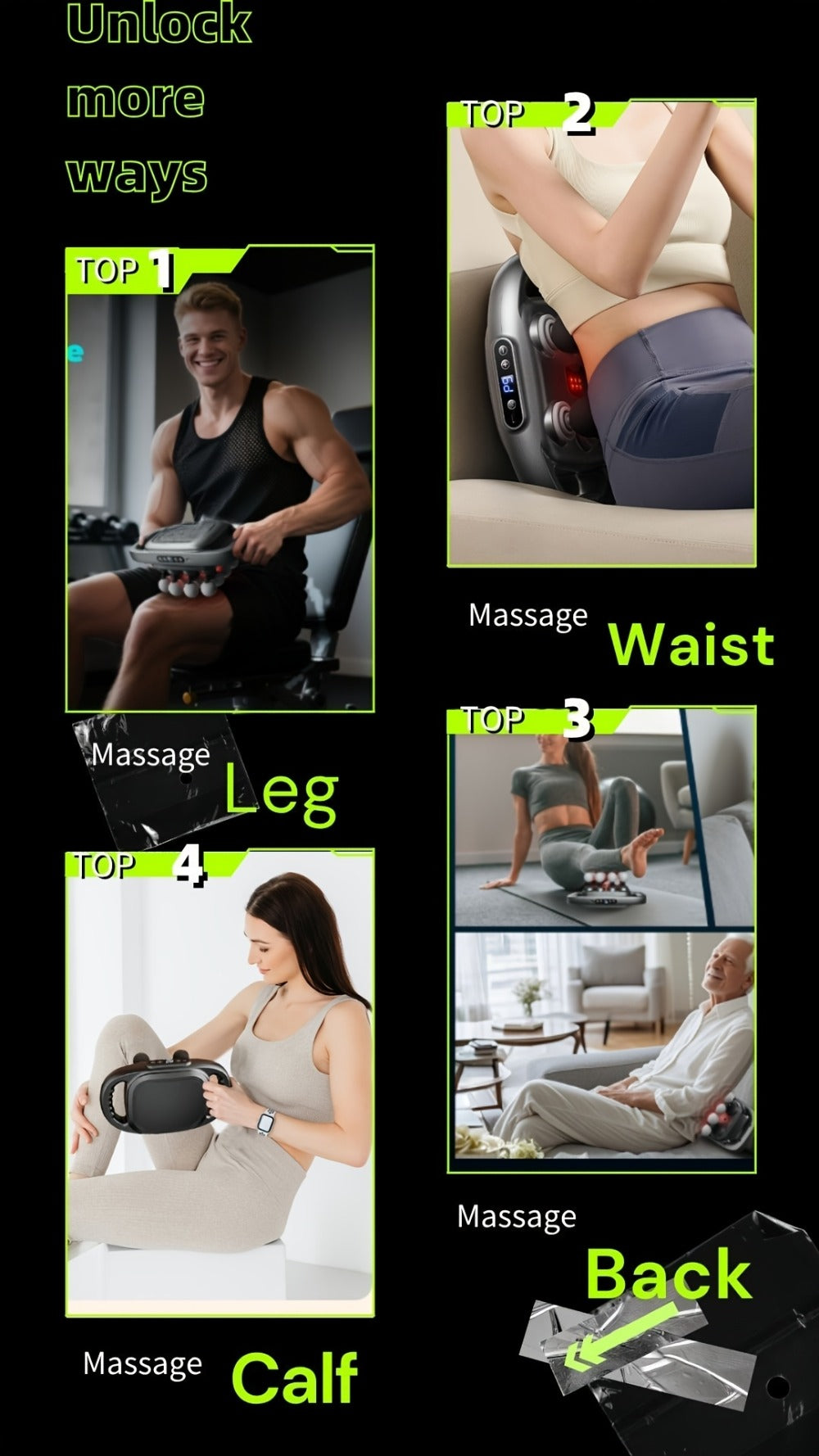 Massage Gun for Deep Tissue Relief – Cordless Percussion Massager with 9 Speeds & 9 Modes, Multiple Heads for Back, Neck, Shoulders, Legs & Feet | Gift for Dad & Mom