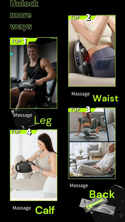 Massage Gun for Deep Tissue Relief – Cordless Percussion Massager with 9 Speeds & 9 Modes, Multiple Heads for Back, Neck, Shoulders, Legs & Feet | Gift for Dad & Mom