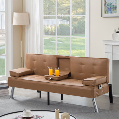 Futon Sofa Bed shown in the Brown option
