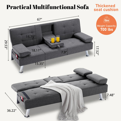 Futon Sofa Bed shown in the Dark Gray option