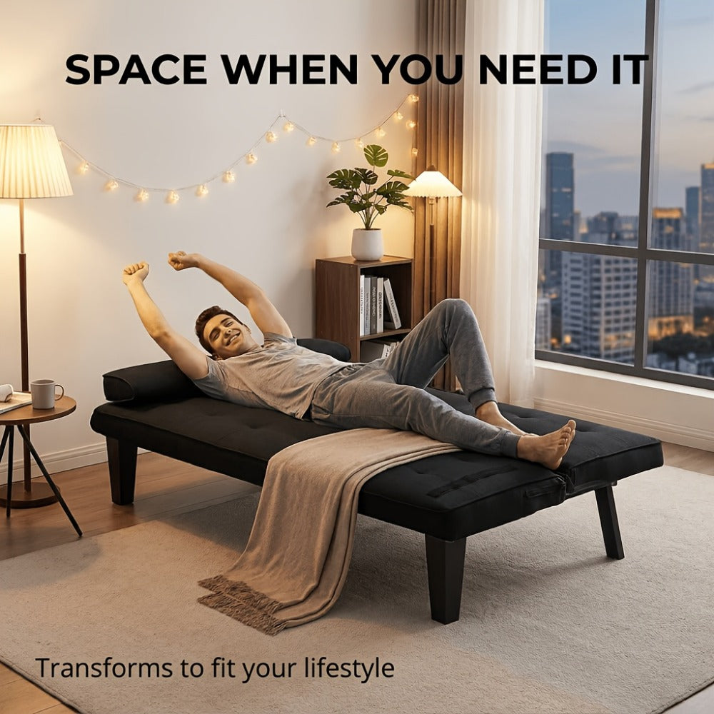 67-Inch Futon Sofa Bed with Fold-Out Lounger and Adjustable Backrest detail image - detail view 13