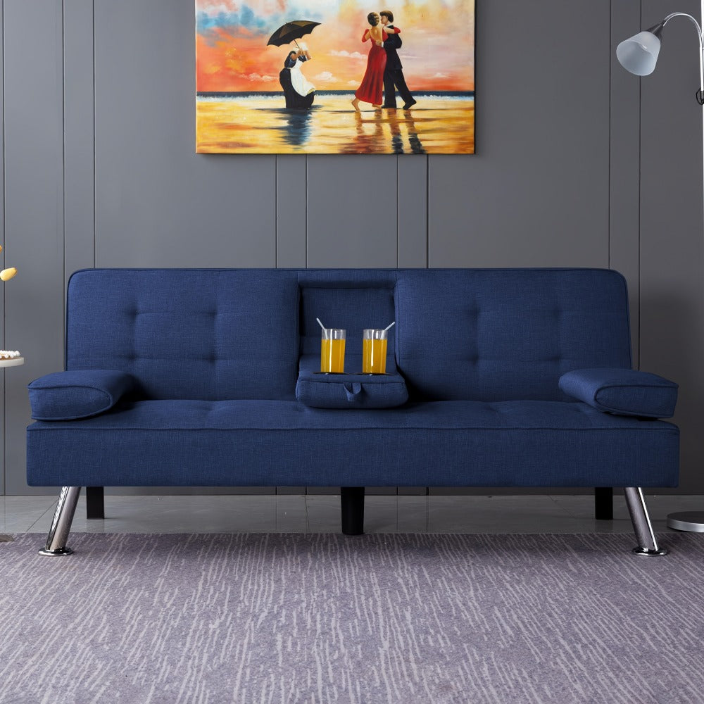 67-Inch Futon Sofa Bed with Fold-Out Lounger and Adjustable Backrest detail image - detail view 17
