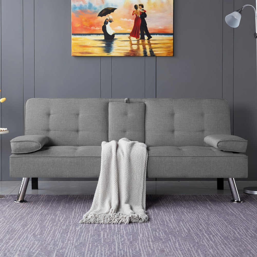 67-Inch Futon Sofa Bed with Fold-Out Lounger and Adjustable Backrest detail image - detail view 20