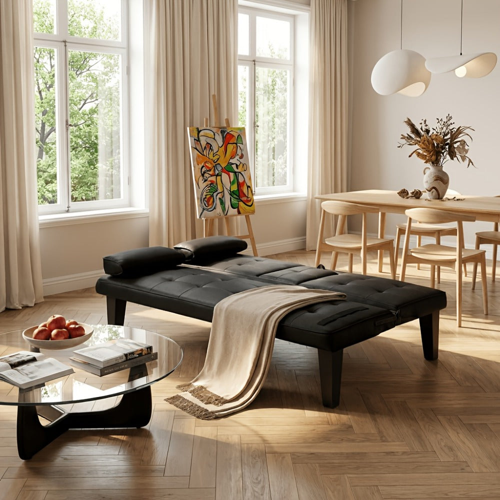 67-Inch Futon Sofa Bed with Fold-Out Lounger and Adjustable Backrest detail image - detail view 7