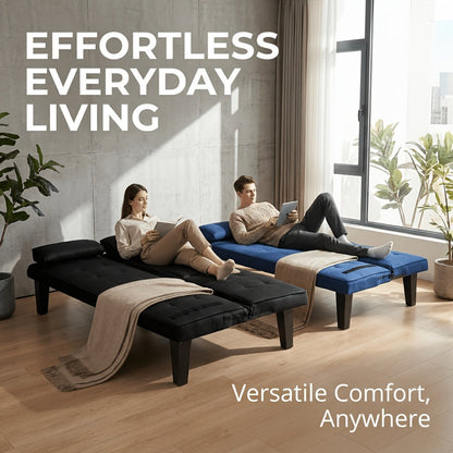 67-Inch Futon Sofa Bed with Fold-Out Lounger and Adjustable Backrest detail image - detail view 9