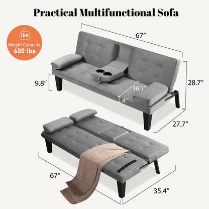 Futon Sofa Bed shown in the Grey1 option
