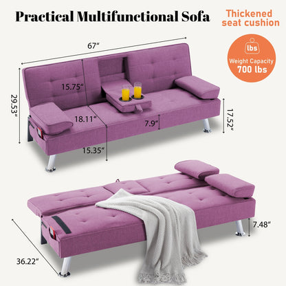 Futon Sofa Bed shown in the Purple option