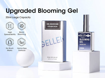 Blooming Gel Nail Art 2pcs HEMA-Free Clear Blossom Gel — Marble Watercolor Floral Tie-Dye Spreading Effect Soak-Off LED 28-Day DIY Manicure 0.68oz Each