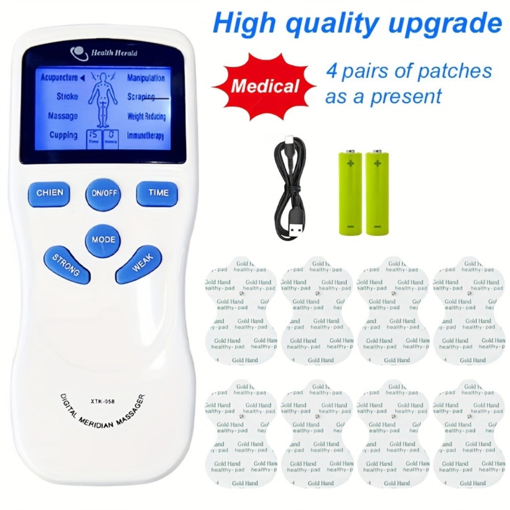 TENS EMS Dual Channel Muscle Stimulator Massager – 8 Electrodes for Back, Shoulder & Knee Pain Relief, Muscle Recovery, Portable Electric Pulse Therapy Device
