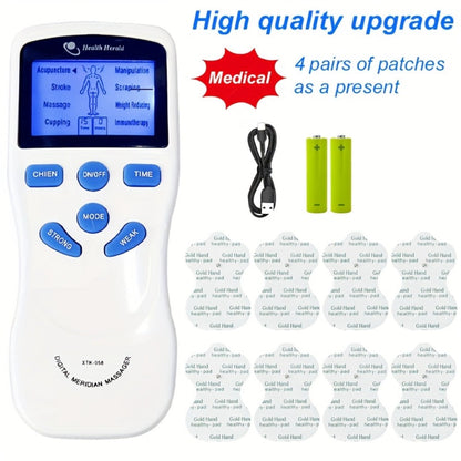 TENS EMS Dual Channel Muscle Stimulator Massager – 8 Electrodes for Back, Shoulder & Knee Pain Relief, Muscle Recovery, Portable Electric Pulse Therapy Device