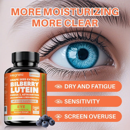 Eye Vitamins with Lutein & Zeaxanthin Capsules – Enhanced with Astaxanthin, Omega-3, Bilberry & Resveratrol for Vision Health Support | 60 Capsules | ShopVora UK