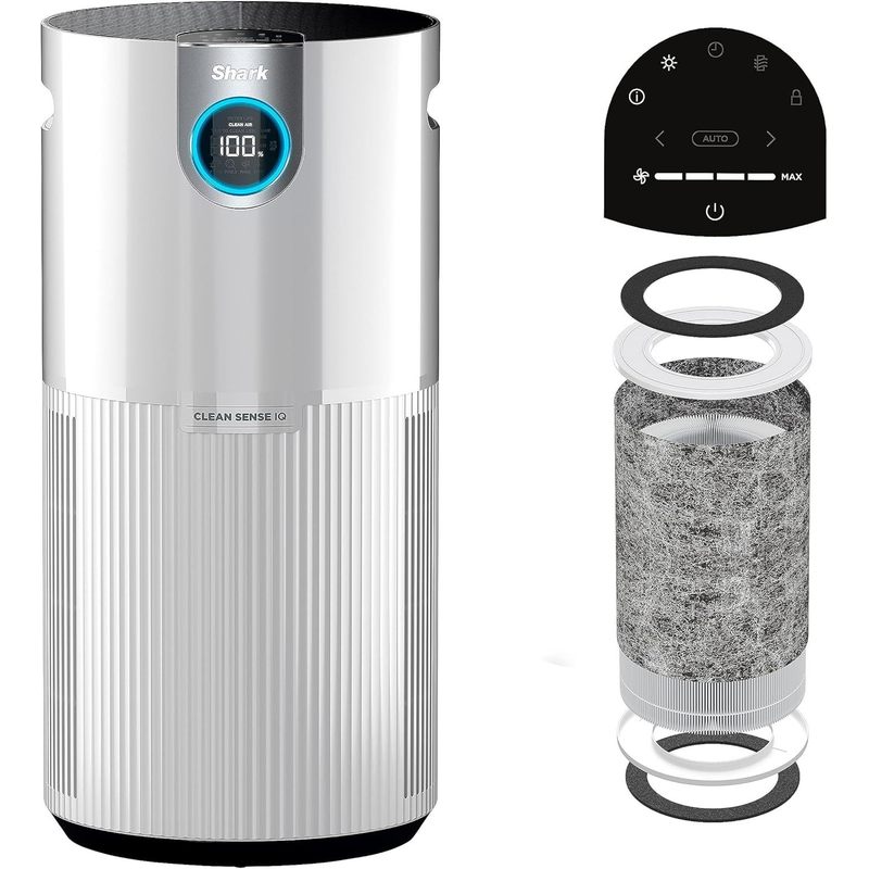 Shark NANOSEAL HEPA Air Purifier MAX – Covers 1350 Sq Ft, Clean Sense IQ Auto-Adjust, Captures 99.98% Dust & Allergens, PM1/PM2.5/PM10 Sensor, 4-Speed Fan, XL Room Purifier, White, Certified Refurbished