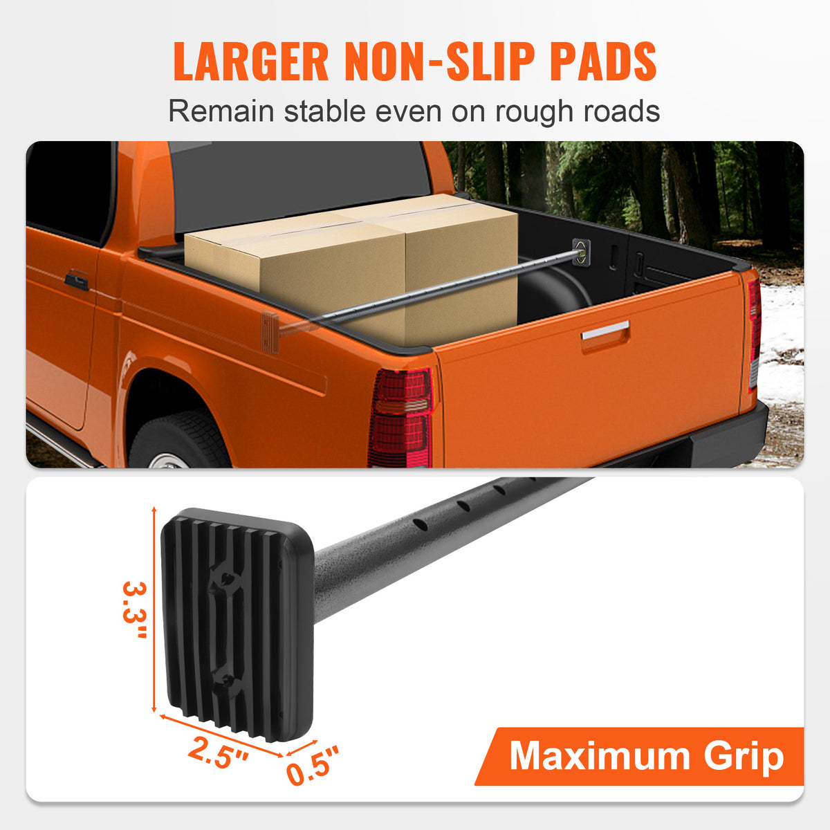 VEVOR Cargo Bar, Truck Bed Bar Adjustable from 40" to 73", Heavy-Duty Steel Cargo Stabilizer Bar with 220 lbs Capacity, Truck Load Bar Stop Sliding for Pickup Truck Bed, SUV, Minitruck