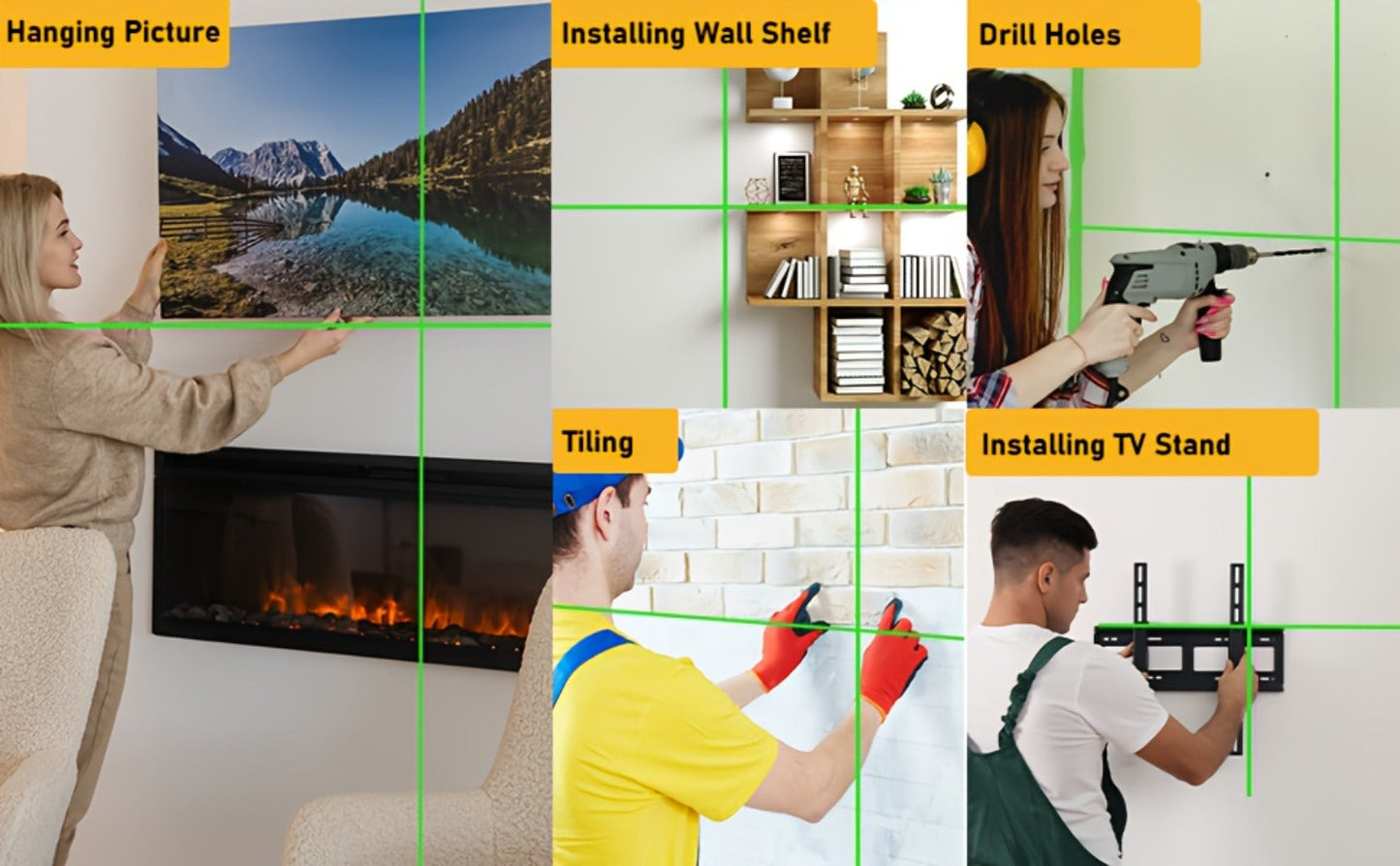 Green Laser Level Self-Leveling with Tripod – Horizontal & Vertical Cross Line Laser for Construction, Tiling, Home Renovation & Interior Decoration