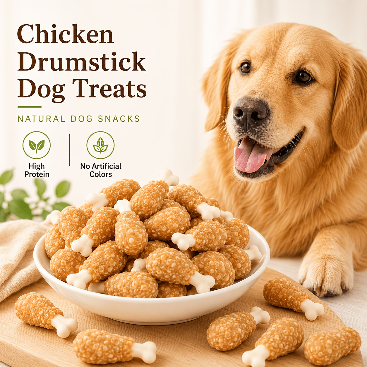 Chicken Dog Training Treats Dumbbell Shape – Natural High Protein Reward Snacks for Small Medium Large Dogs, Rice & Chicken Flavor, Long-Lasting Chew
