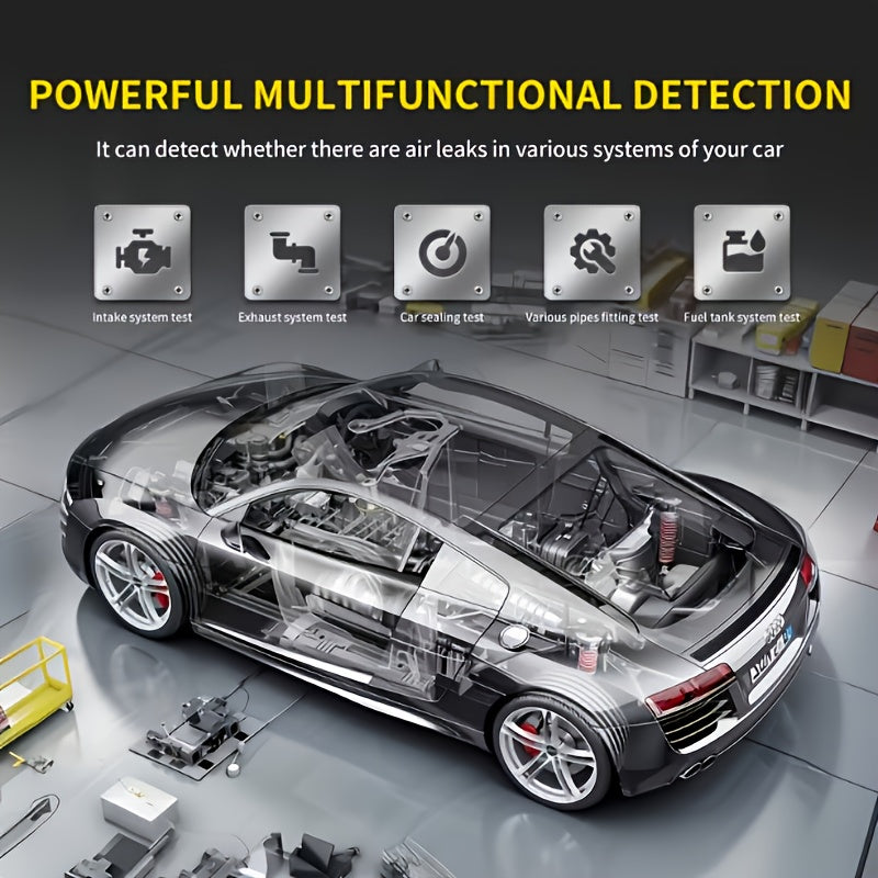 Automotive Built-in Smoke Machine with Air Pump, 12V DC Smoke Leak Detector for Pipe Systems, Fuel Leaks, and Complete Vehicle Leak Diagnostic Testing, Pipe System Testing, Compact Design, Handheld Device, Vehicle Owners