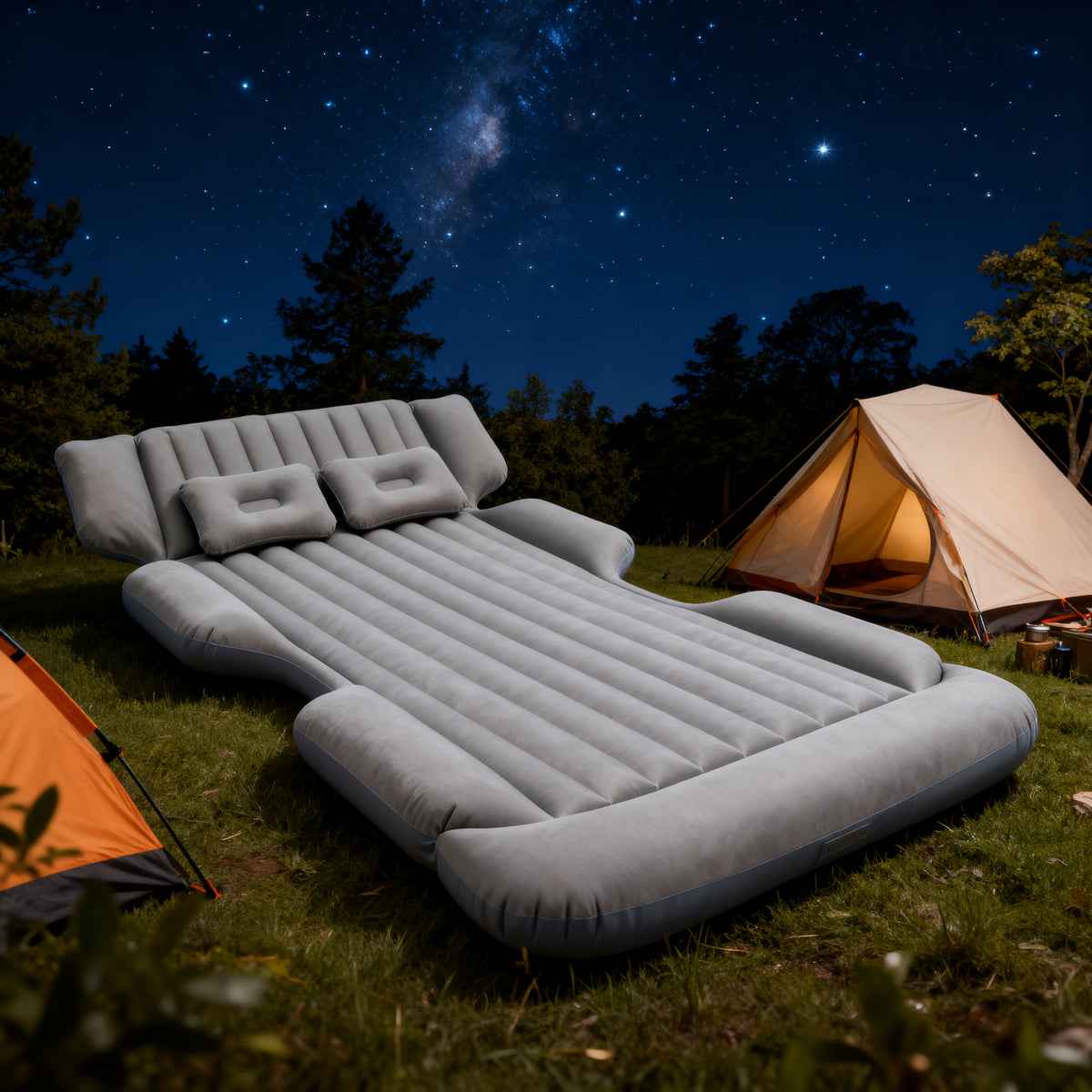 Comfortable Thickened Gray/Black Car Inflatable Mattress, Car Accessories, Inflatable Car bed for Truck and SUV Trunk, Foldable and Portable Skin-Friendly Back Seat Mattress, camping gear and equipment