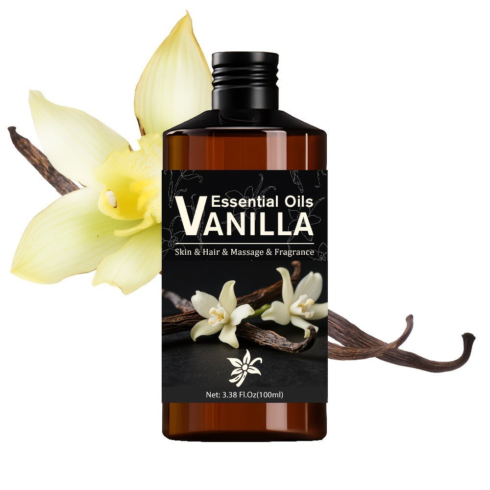 Vanilla Essential Oil 100ml Pure Natural Aromatherapy Plant Extract — Diffuser Massage Skin Care Relaxation Stress Relief Calming Scent Home Fragrance Gift