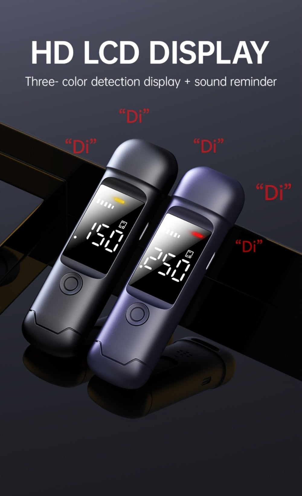 USB Rechargeable Breathalyzer with LCD Display – Portable Personal Alcohol Tester, 200mAh Battery, Multi-Person Continuous Testing, Safe Driving Breath Analyzer