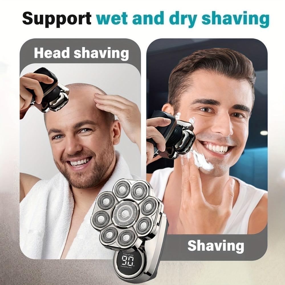 9D Electric Head Shaver for Bald Men – 5-in-1 Cordless Rechargeable Bald Head Razor & Grooming Kit for Home and Travel