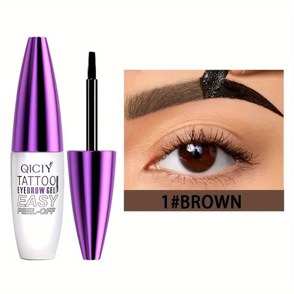 Eyebrow Tint Gel 4-Pack Semi-Permanent Tattoo Brow Gel Waterproof Peel-Off — Long-Lasting with Plant-Based Squalane, 4 Shades for All Skin Types, Defined Natural Brows