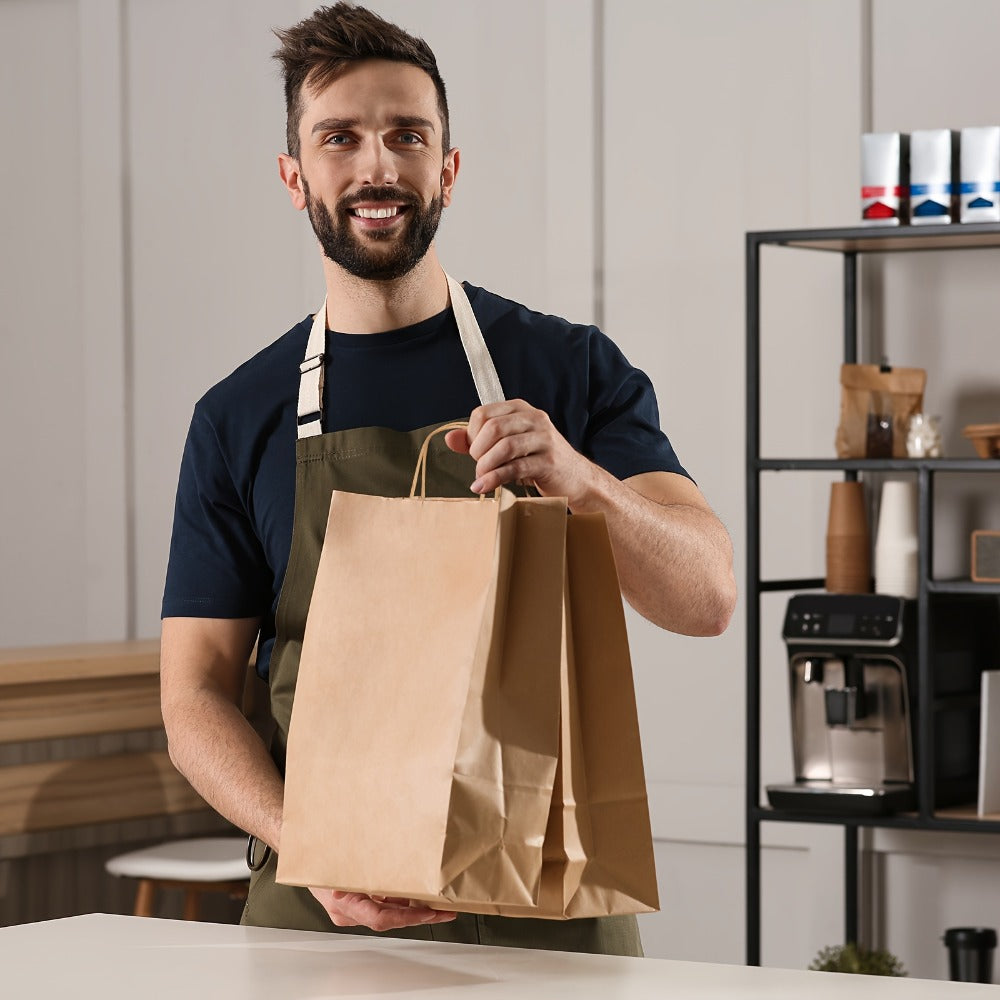Kraft Paper Bags with Handles Bulk – 75/90/120/210 Pcs Gift Bags 3 Sizes 110g Shopping Bags for Wedding Party Retail Favor Wrapping Easy Storage