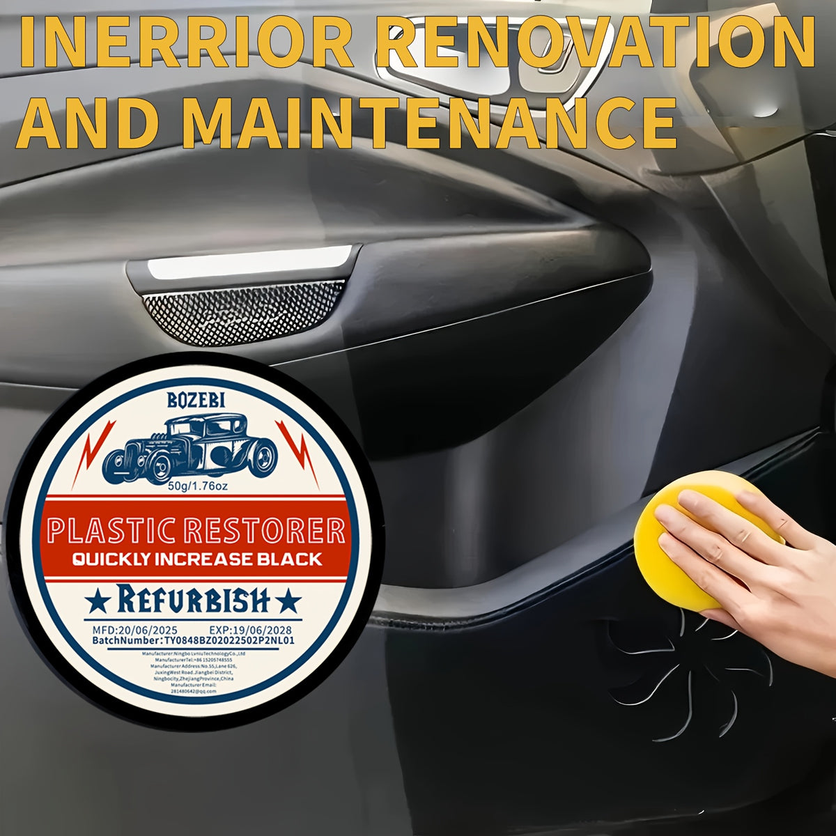 Heavy-Duty All-Purpose Plastic & Rubber Restorer -car Accessories, Anti-Aging Protection, Restores To Like-New Condition - For Cars, Tires - Interior/Exterior Use, Tire Shine, Durable Formula, Auto Detailers, Interior Renovation, Car Care Product