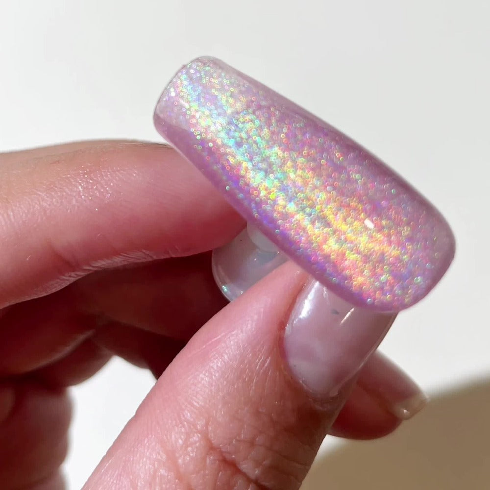 Reflective Holographic Cat Eye Gel Polish Set 4 Colors Shimmering Magnetic Soak-Off LED UV Nail Art Kit with Photo Frame Bottle for Salon DIY Manicure Women 0.51oz Each