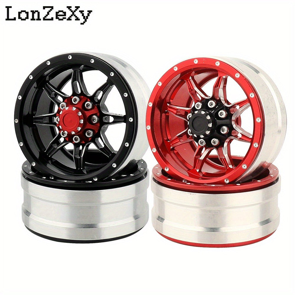 1.9" Beadlock Wheel Rims for RC Crawler 4pcs – Aluminum Alloy Metal Hub Upgrade Set for Axial SCX10 SCX10 III CC01 D90 TRX4 TRX6 1/10 Scale Rock Crawler