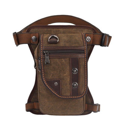 Vintage Canvas Sling Bag for Men Multifunctional Crossbody Chest Bag Waist Bag Shoulder Bag Leg Bag Hiking Outdoor Sports Travel Bag Adjustable Strap Dark Brown