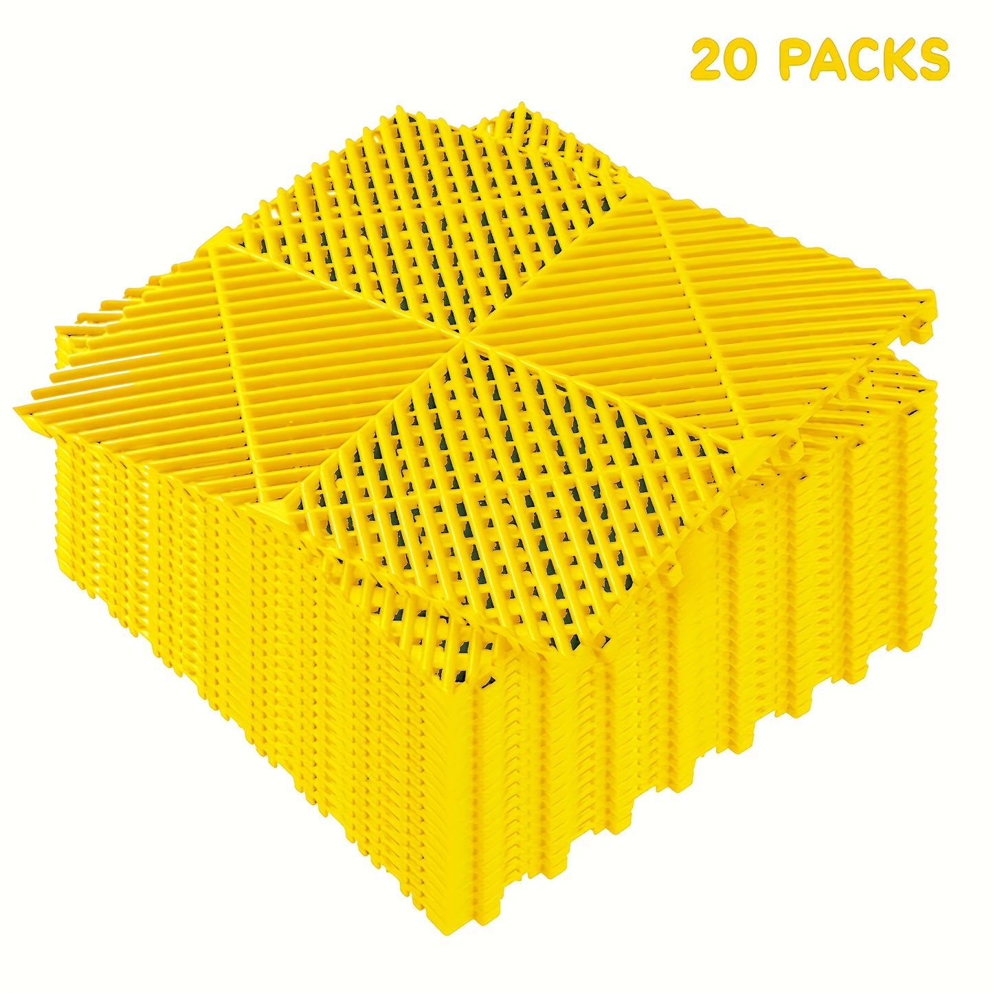 10 Edges And 2 Corners Only Optional 20 Pack 16"x 16"x 0.75"(Thickness) Interlocking Garage Floor Tiles, Modular Drainage Floor Mat, Non-Slip Splicing Interlocking Drainage Mats Floor Tile for Garage Car Wash Basement, Etc