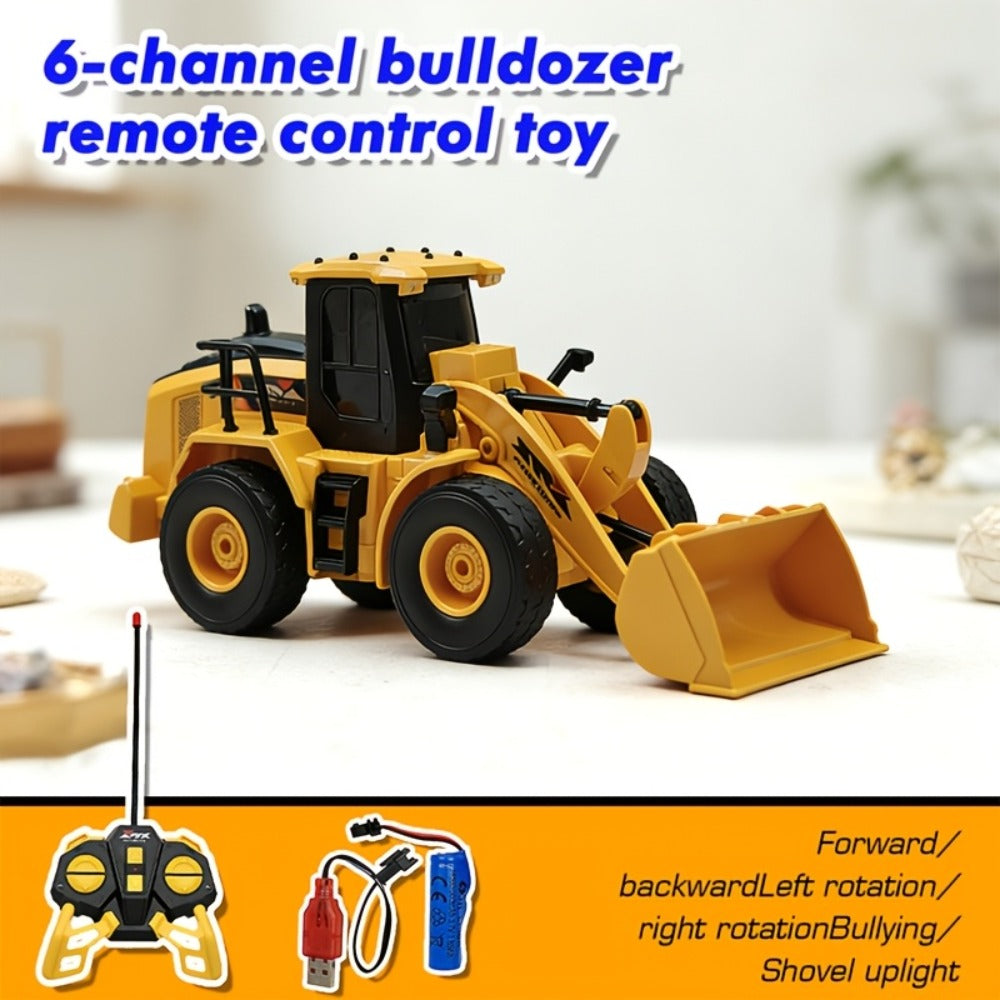 RC Construction Vehicle Toy Set 2.4GHz Remote Control Excavator Bulldozer Dump Truck Loader with Alloy Head LED Lights & Sounds – Engineering Toy for Boys Girls Kids Ages 6+ Birthday Christmas Gift