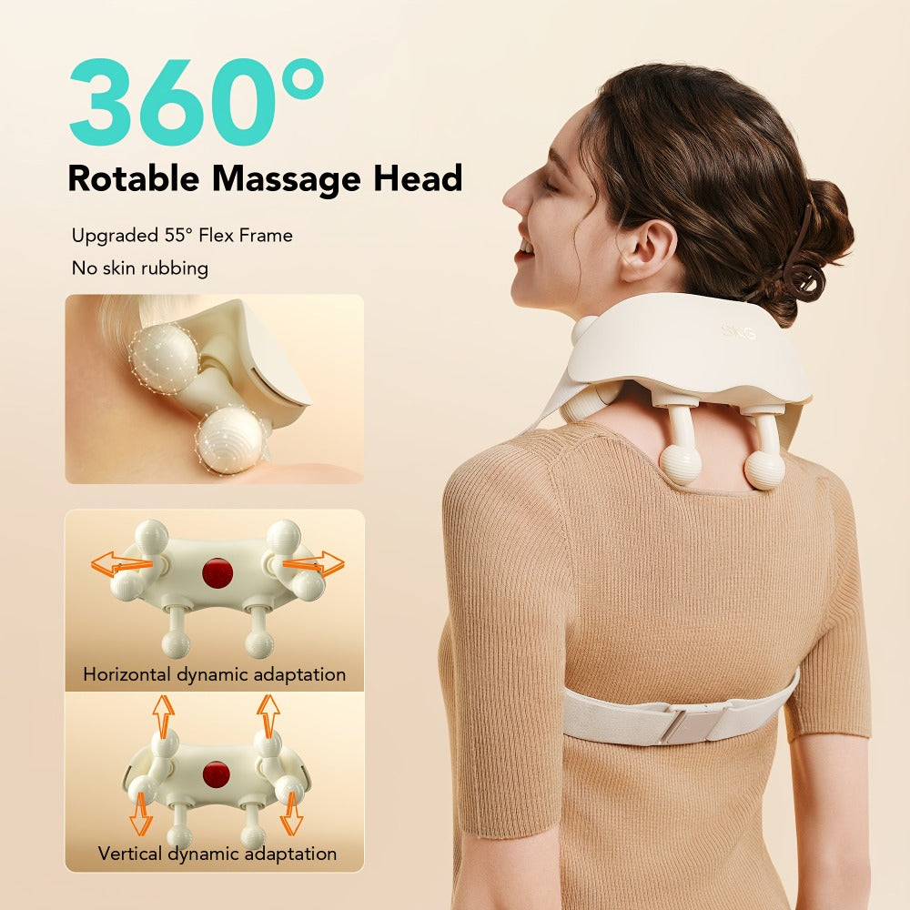 Wearable Neck & Shoulder Massager with Heat – 6D Bionic Hand Kneading Trapezius Massager, 9 Modes 3 Intensities 40-45°C Heat, Hands-Free Deep Tissue Massage for Home & Office, Gift for Women Men Mom