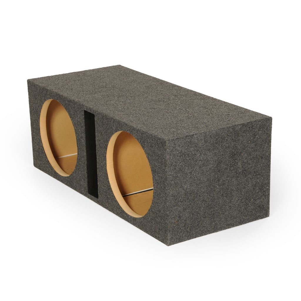 QPower QBASS Dual 12 Inch Heavy Duty MDF Material Car Audio Subwoofer Enclosure Boxes with Shared Slot Port Vent and Dual Chamber Design, Charcoal