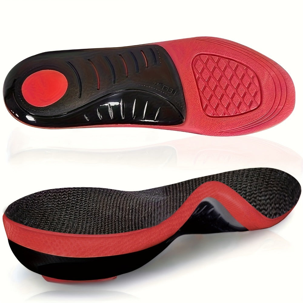 Athletic Insoles EVA Arch Support – Shock Absorbing, 210+ Lbs Load Capacity, Red & Black Design for Running, Hiking, Work Boots & Sneakers
